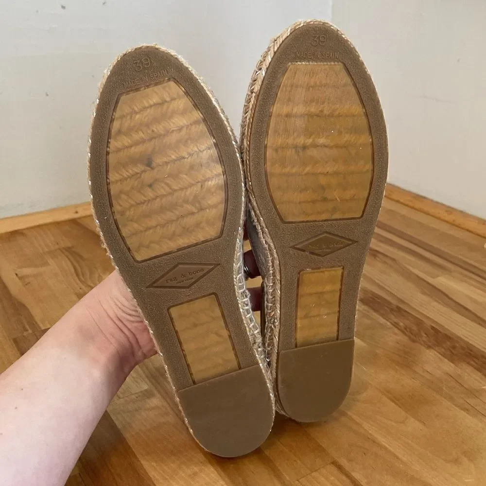 Rag & Bone Taupe Shimmer Slip On Jute Espadrille Shoes Size EU 39/ US 9